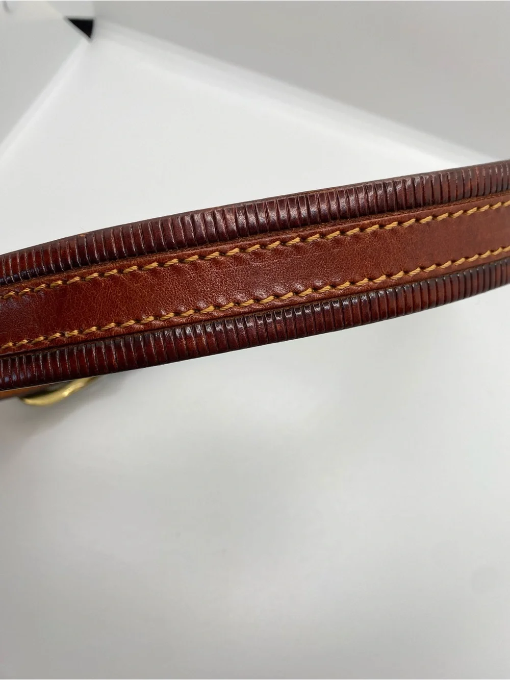 Italian Full Grain Leather Solid Brass Buckle Men's Belt 32 Western Riding Core